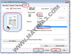 Canon 3800 LIPS Printing Preferences Quality